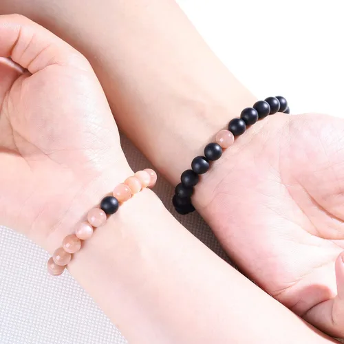Miniatura 2 de COAI Pulseras a juego de piedra de ónix de larga distancia para parejas