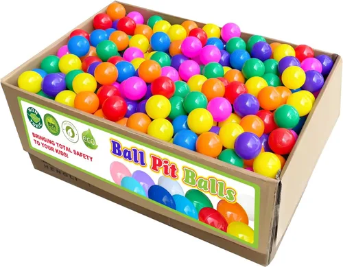 Pelotas de bolas para niños, 1000 unidades, bolas de plástico a prueba de aplastamiento para niños pequeños y niños, suministros de juego seguros