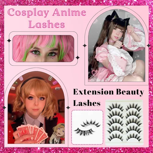Miniatura 5 de 5 pares de pestañas de manga para cosplay, pestañas 3D Little Devil Spiky Lash Cute Doll Anime pestañas estilo japonés pestañas de maquillaje