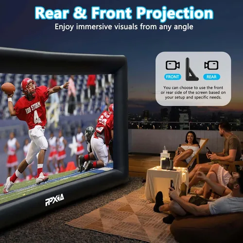 Miniatura 3 de Pantalla de cine inflable para exteriores de 20 pies, pantallas inflables de proyección frontal y trasera con soplador de aire, lo mejor para noches
