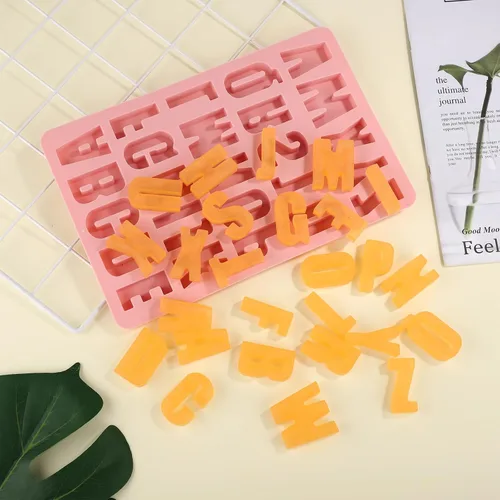 Miniatura 3 de Molde de letras de silicona para chocolate, 26 cavidades, plantillas de alfabeto, antiadherentes, plantillas de chocolate, bandejas de silicona