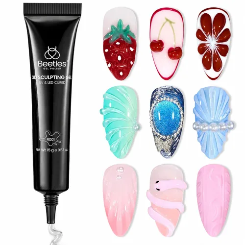 Miniatura 21 de Juego de base de gel y capa superior de esmalte de uñas de gel Beetles, 2 piezas de 15 ml, base transparente y capa superior sin toallitas, secado