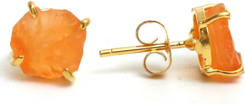 Miniatura 79 de Gempires Natural Raw Prong Setting Stud Earrings, 8-10 mm Crystals Earring, Handmade Jewelry, Gift for Her