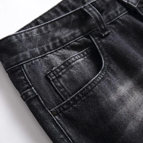 Miniatura 7 de Jeans rasgados para hombre, ajustados, ajuste regular, pierna cónica, desgastados, pantalones de mezclilla para hombre con agujero