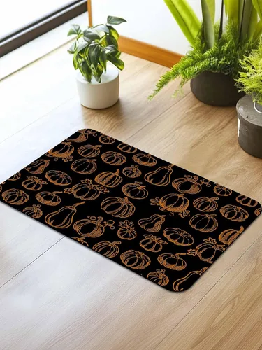 Miniatura 2 de Alfombra de baño Shabby Chic con diseño de calabazas, antideslizante, de secado rápido y absorbente, de tierra de diatomeas, para cocina, sala
