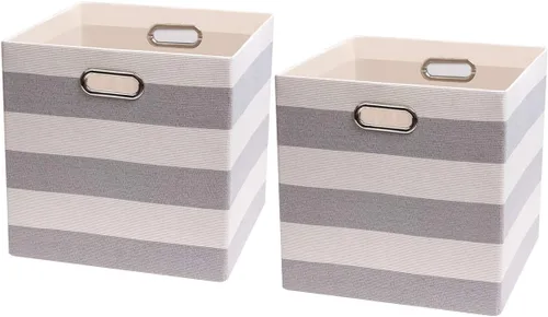 Miniatura 9 de Posprica - Cestas organizadoras de almacenamiento, 11×11 cubos plegables de almacenamiento de tela con cajones para guarderías, oficinas, armarios