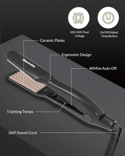 Miniatura 5 de Engarzadora de cabello para dar volumen, peinado esponjoso, plancha de pelo con placas de cerámica, herramienta de prensado para mujeres y niñas