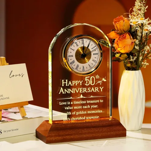 Miniatura 3 de YWHL Regalos de reloj de aniversario de boda de 50 años para padres y abuelos, regalos de aniversario de 50 años para parejas, relojes de mesa