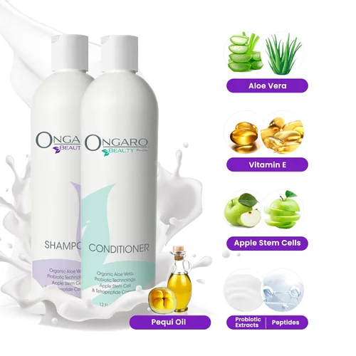 Miniatura 3 de Ongaro Beauty Set de champú y acondicionador orgánico sin sulfato para mujeres y hombres, cuidado del cabello con aloe vera, sin crueldad,