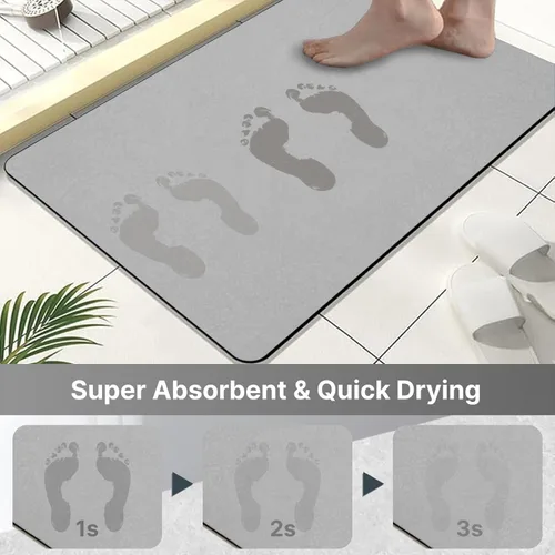 Miniatura 2 de Tierra de Diatomeas Tapete de Baño Alfombras de Baño Súper Absorbente Secado Rápido Antideslizante Tapete de Baño Delgado Tapetes de Piso de Baño