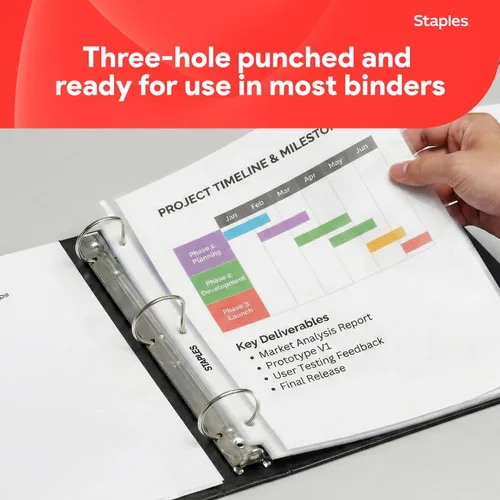 Miniatura 4 de Staples Protectores de hojas pesados, 8.5 x 11 pulgadas, protectores transparentes de 3 agujeros perforados, caja fuerte para archivos, paquete
