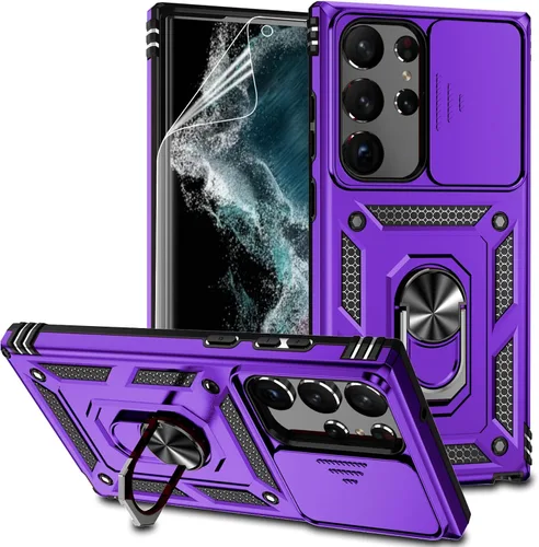 Miniatura 12 de Funda para Samsung Galaxy S23 Ultra con funda para cámara deslizante, protector de pantalla HD [prueba de caídas de grado militar] Funda protectora