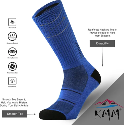 Miniatura 3 de KMM Men's Merino Wool Cushion Crew Socks Moisture Wicking Control Medium Weight Warm for Outdoor Hiking Hike Trail Cycling