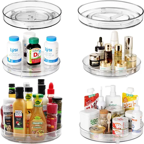 Miniatura 11 de Amolliar Lazy Susan de 2 niveles de 11 pulgadas, organizador giratorio para gabinete, cocina, nevera, encimera, baño, organizador de despensa