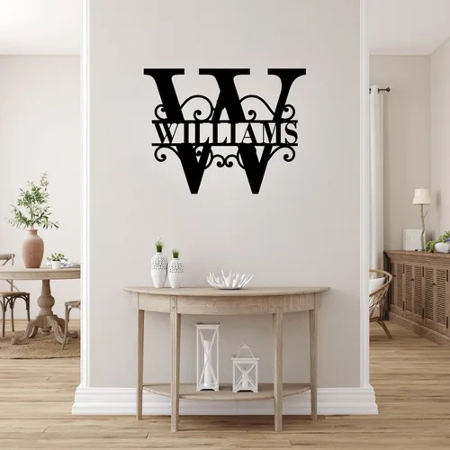 Miniatura 3 de Letrero de Nombre de Metal Personalizado – Monograma de Letra Dividida para Decoración de Pared, Letrero de Apellido Familiar Personalizado, Regalo