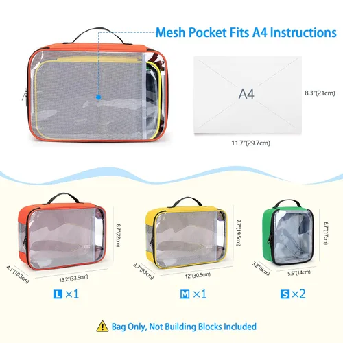 Miniatura 2 de Rexmica Bolsa organizadora de almacenamiento de juguetes de 4 piezas, estuche organizador de viaje para bloques de construcción, muñecas