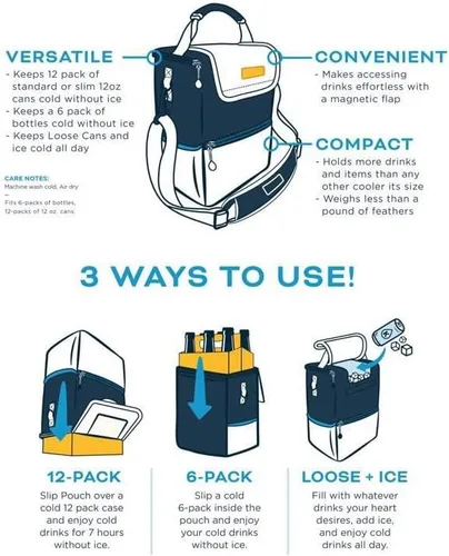 Miniatura 2 de Bolsa enfriadora aislada Kanga - Bolsa enfriadora suave - Enfriador de bebidas para 6 o 12 latas de cerveza y seltzer - Enfriador aislado a prueba
