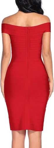 Miniatura 2 de Madam Uniq Vestido de vendaje para mujer, hombros descubiertos, entallado, para club, boda, fiesta, cóctel, vestidos sexys