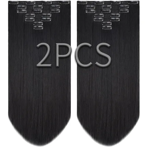 Miniatura 46 de SYXLCYGG Extensiones de cabello rubio, 2 unidades, extensiones de cabello con clip de 22 pulgadas, 5 onzas, lacio, sintético, esponjoso, rubio