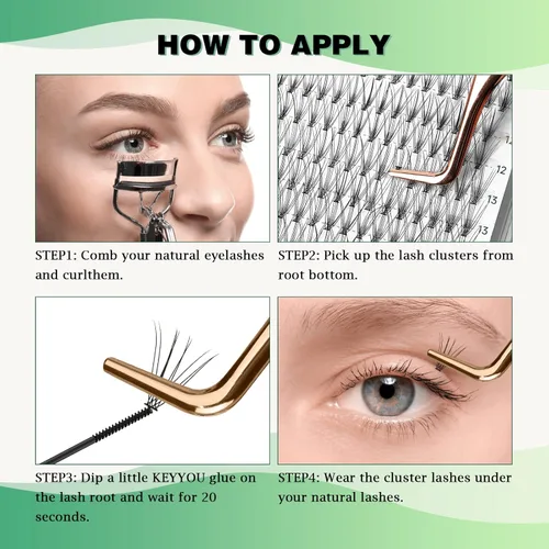 Miniatura 50 de Extensiones de racimos de pestañas 300 piezas, pestañas individuales 40D 0.07D rizado 11mm, para colocar en casa, bandeja grande de volumen
