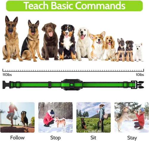 Miniatura 7 de Collar eléctrico de entrenamiento para perros con 4 modos de entrenamiento y control remoto recargable, rango impermeable de 3300 pies para perros