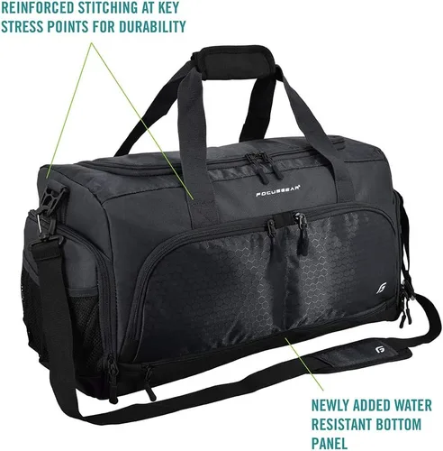 Miniatura 2 de Ultimate Gym Bag 2.0 La bolsa de lona duradera diseñada por Crowdsource con 10 compartimentos óptimos, incluida la bolsa resistente al agua, Negro