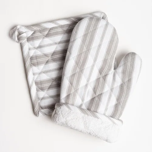 Miniatura 10 de Juego de guantes de horno y soportes para ollas - Guantes resistentes al calor duraderos - Mitones gruesos para cocina - Adecuados para cocinar