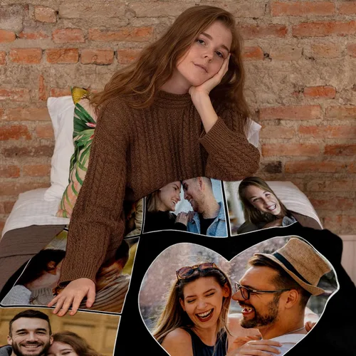 Miniatura 4 de MeMoShe Mantas personalizadas con fotos, regalos personalizados para parejas, manta de foto personalizada, regalos personalizados de "Te quiero
