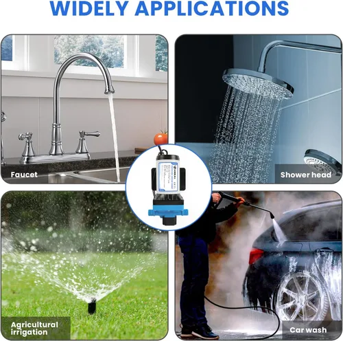 Miniatura 7 de Anbull Bomba de agua autocebante de 110 V, 5.0 GPM, 55 PSI, bomba de diafragma de presión de agua industrial con adaptadores de manguera de jardín