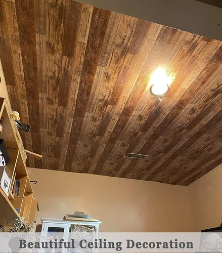 Miniatura 4 de Hopeak - Papel pintado de madera sintética, autoadhesivo, para despegar y pegar, vinilo decorativo, extraíble e impermeable, 17.5 x 393.7 pulgadas