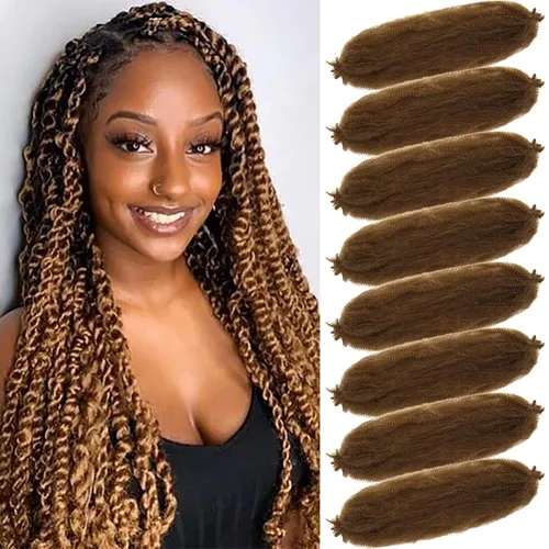 Miniatura 14 de Cabello Rizado Afro Elástico 8 Paquetes Cabello Trenzado Marley Twist Cabello Spring Twist Pre-Separado para Locs Falsos Cabello de Ganchillo Kinky