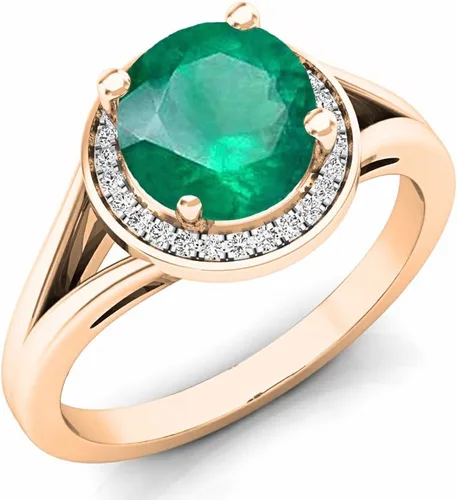 Miniatura 40 de Dazzlingrock Collection Anillo de compromiso redondo de 0.276 in con halo de diamante blanco y vástago dividido para ella en oro macizo de 14