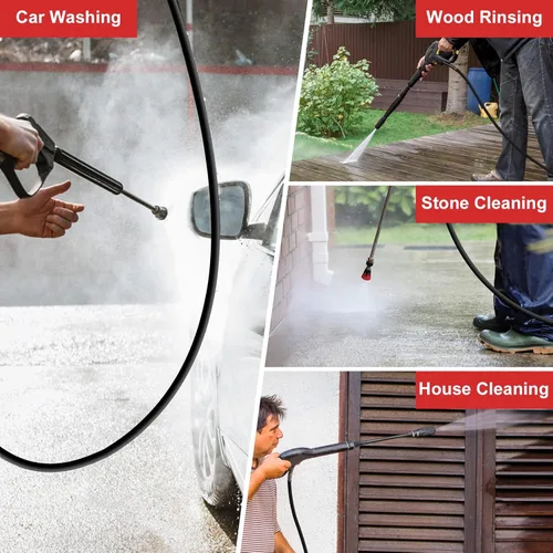 Miniatura 7 de Manguera de lavadora a presión de 100 pies 1/4", 4000 PSI resistente a torceduras de alta presión con rosca M22 de 14 mm, manguera de extensión