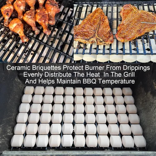 Miniatura 7 de GasSaf Briquetas de cerámica de repuesto para modelos seleccionados de turbo, parrilla de gas Nexgrill, 2 x 2 x 0.8 pulgadas, juego de 50 piezas