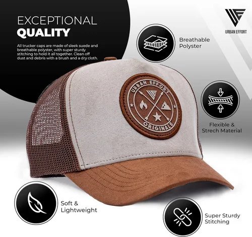 Miniatura 44 de Urban Effort Gorra trasera de malla, para hombres y mujeres, gorra de béisbol de 5 paneles, gran cierre a presión para caza y senderismo