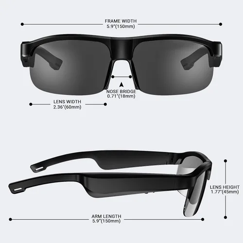 Miniatura 4 de Gafas inteligentes, gafas de sol polarizadas Bluetooth, micrófono y altavoces integrados, asistente de voz, protección UV, gafas de sol de audio