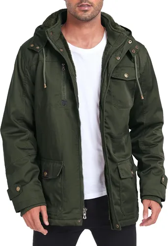 Miniatura 2 de Chaquetas gruesas de invierno para hombre, con forro polar, chaquetas gruesas con capucha, chaquetas de trabajo, abrigo de algodón militar