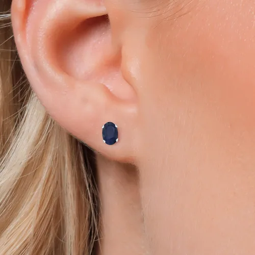 Miniatura 3 de Gem Stone King Oval Stud Earrings For Women Men 925 Sterling Silver Oval 6X4MM Gemstone Birthstone Fine Jewelry for Her Him Mom Dad Wife