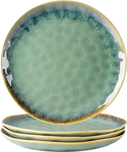 Miniatura 8 de Henten Home Platos de postre de cerámica, juego de 4 platos de ensalada de 8.5 pulgadas, platos de porcelana para servir bocadillos para pastel
