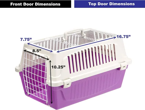 Miniatura 5 de Transportador de mascotas Atlas Transportador pequeño para perros y gatos con acceso por puerta superior y frontal Púrpura