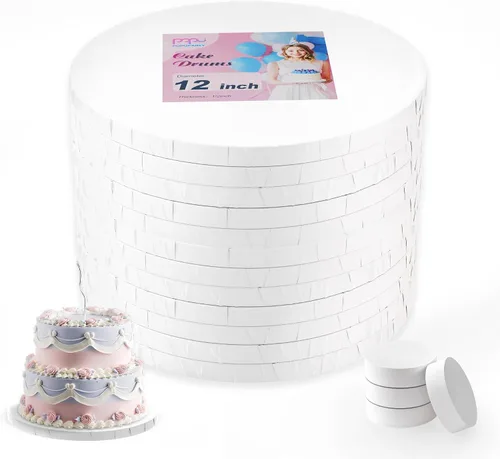 Miniatura 11 de Paquete de 4 tambores para pasteles de 8 pulgadas a prueba de grasa, tambor redondo sólido para tartas, suministros de decoración a prueba de Negro