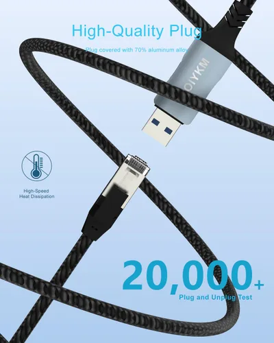 Miniatura 8 de Cable USB a Ethernet de 6 pies/5.9 ft con puerto USB C, trenzado USB 3.0 A/C a RJ45 Gigabit LAN, conector chapado en oro para laptop, PC, MacBook
