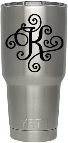 Miniatura 57 de Monogram - Calcomanía troquelada/vinilo adhesivo. Haga clic para opciones de color/letra. Disponible en cuatro colores y todas las letras de la A