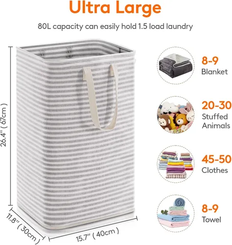 Miniatura 3 de Lifewit Cesta de Ropa Sucia Grande Plegable, Cesta de Ropa Sucia Independiente Impermeable con Asas de Fácil Transporte para Almacenamiento de Ropa