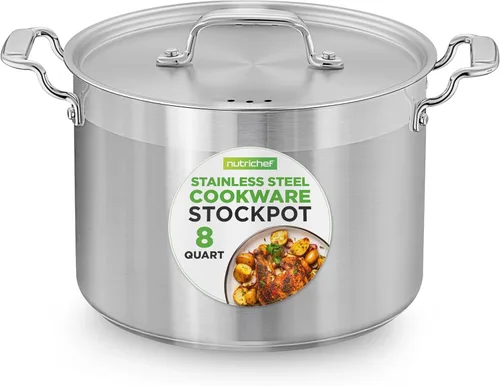 Miniatura 16 de NutriChef Olla resistente de 20 cuartos de galón con tapa de acero inoxidable, olla grande para inducción, cocinas de gas y eléctricas, perfecta