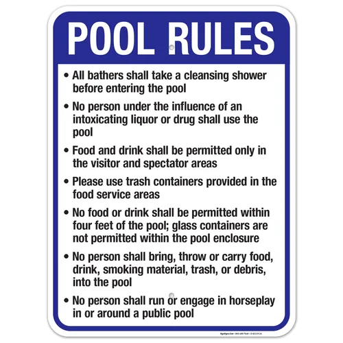 New Mexico Pool Rules Sign, Complies with State of New Mexico Pool Safety Code, 18x24 Inches, Rust Free .063 Aluminum, Fade Resistant, Made in USA