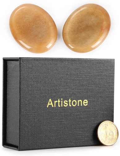 Miniatura 8 de Artistone 2 piedras de jade amarillo para reiki naranja, cristales de jade para curar la ansiedad, 2 pulgadas