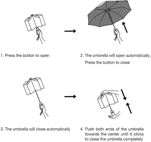 Miniatura 5 de YumSur Paraguas de viaje automático compacto, paraguas plegable resistente al viento con diseño de gotas de lluvia impresas, cierre de apertura