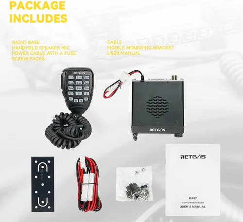 Miniatura 7 de Retevis RA87 GMRS Radio móvil, estación base de transceptor móvil de alta potencia con cable, 8 canales repetidores, Chirp, reloj dual, radio