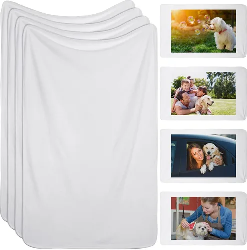 Miniatura 8 de Nuanchu 1 manta de sublimación para bebé de 31 x 47 pulgadas, manta de sublimación blanca personalizada de franela suave ligera para vacaciones
